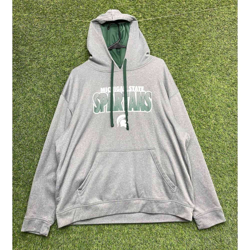 Vintage 90s Michigan State Sweatshirt Mens Large Gray Spartans MSU NCAA Hoodie